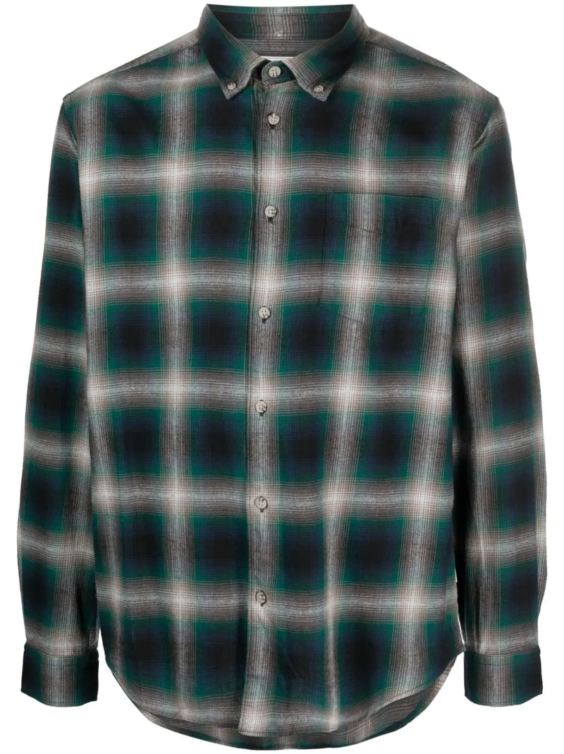 Madras plaid-check flannel shirt