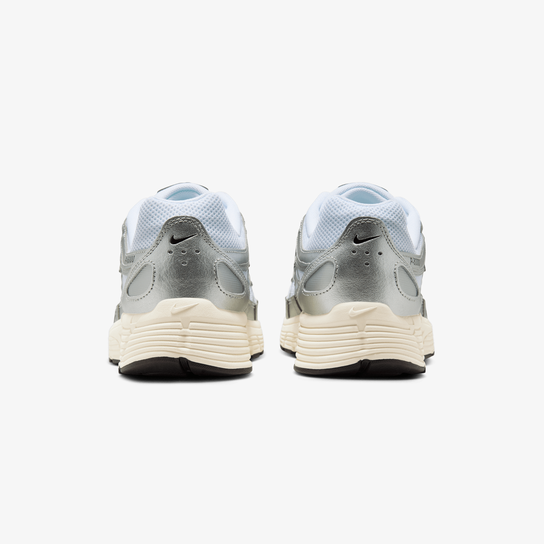 Nike P-6000 { WHITE/BLACK-METALLIC SILVER-FLT SILVER