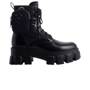 Prada Wmns Monolith Brushed Rois Leather and Nylon Boot 'Black'