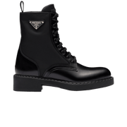Prada Wmns Brushed Leather and Re-Nylon Ankle Boot 'Black'