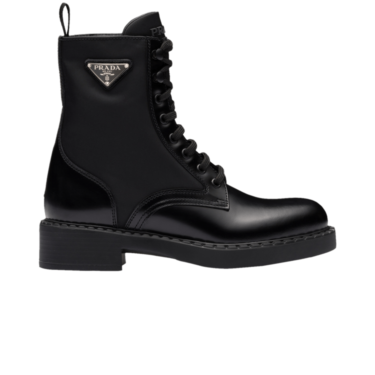 Prada Wmns Brushed Leather and Re-Nylon Ankle Boot 'Black'