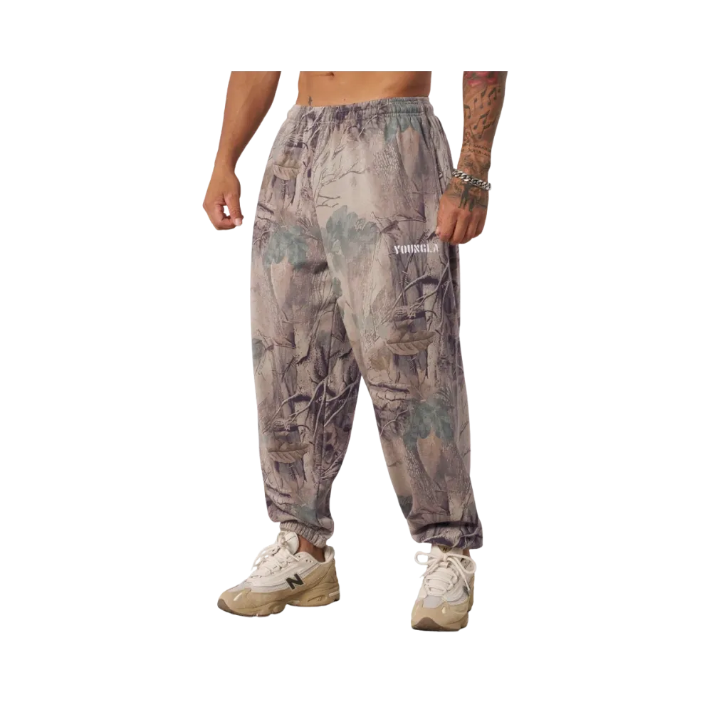YoungLA Tree Camo Collection Baggy Joggers Beige Tree Camo