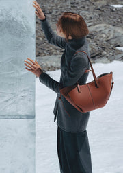 Polene Cyme Mini Textured Cognac