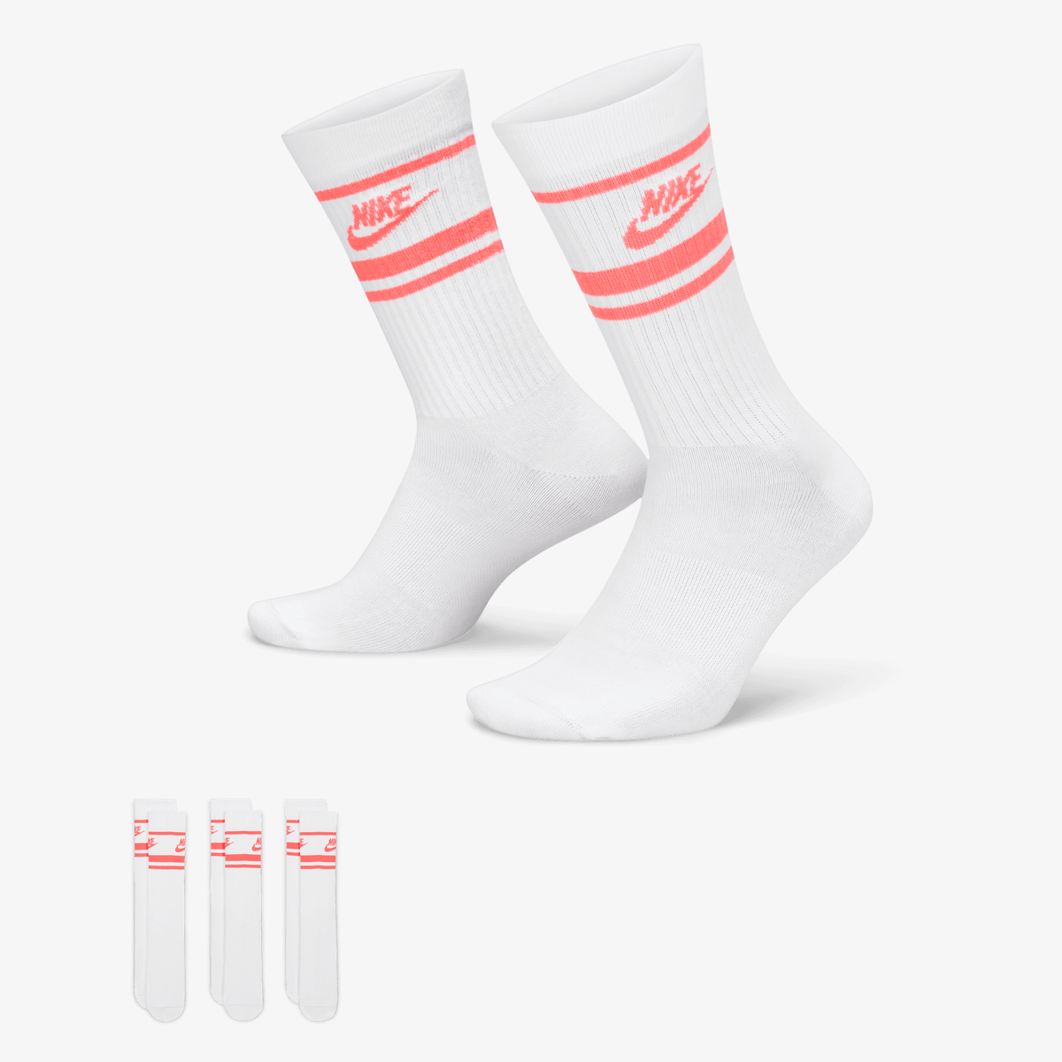 NIKE SPORTSWEAR DRI-FIT EVERYDAY ESSENTIAL { WHITE/HOT PUNCH/HOT PUNCH