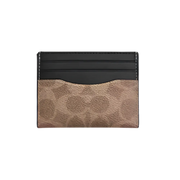 Coach Slim Id Card Case In Signature Canvas 'Tan & Black'