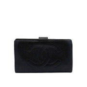 CS067 - CHANEL Vintage Black Caviar Leather Long Wallet