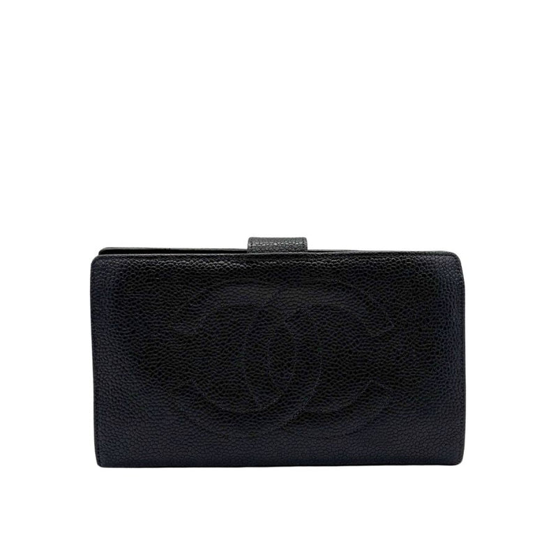 CS067 - CHANEL Vintage Black Caviar Leather Long Wallet