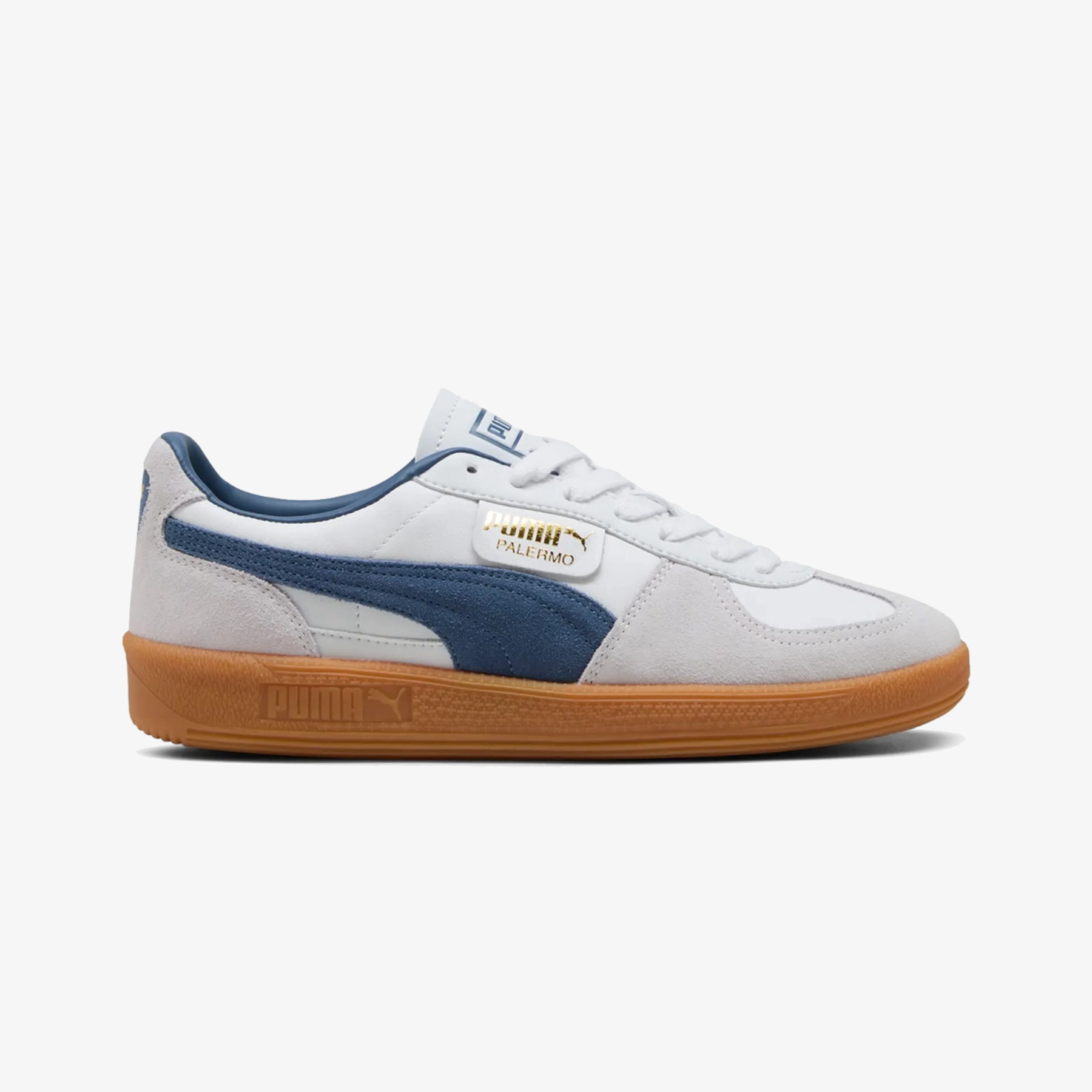 PUMA PALERMO LEATHER { WHITE/DARK INDIGO