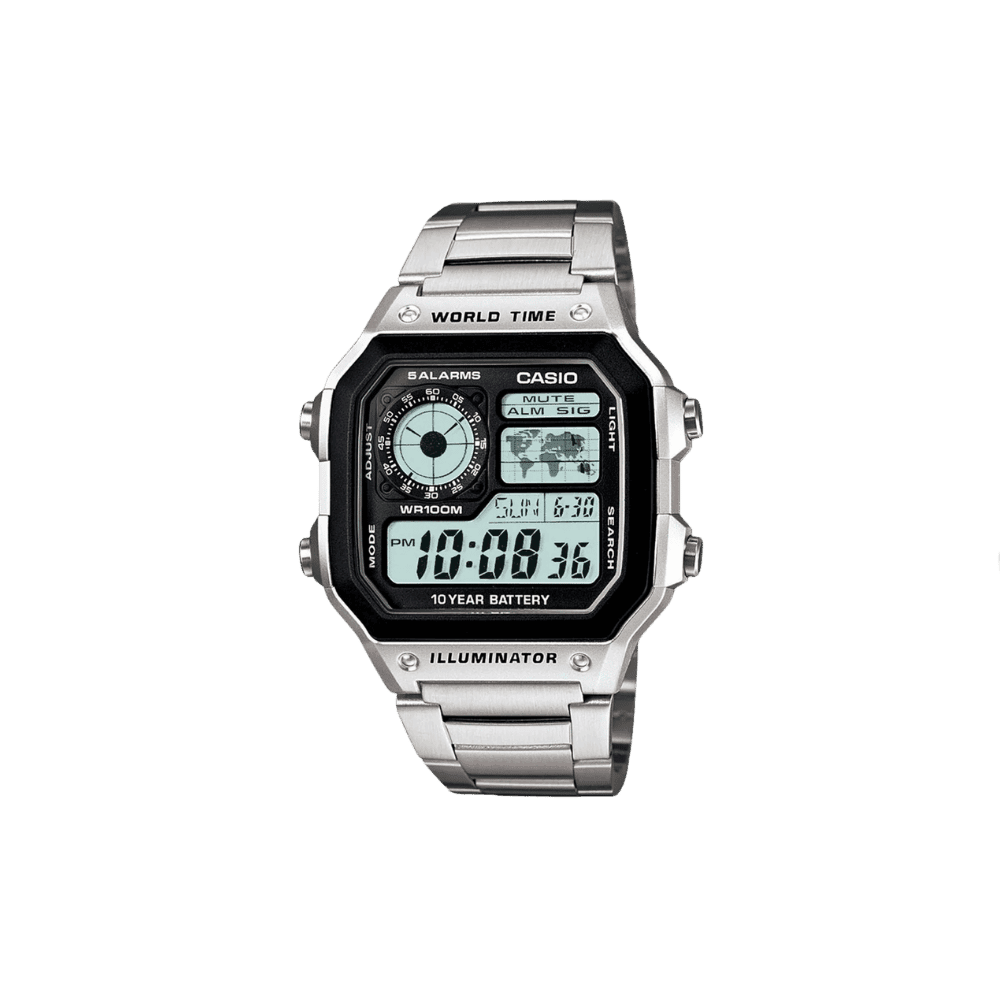 Casio Youth Unisex Black Dial Digital Stainless Steel Watch D099 - AE-1200WHD-1AVDF