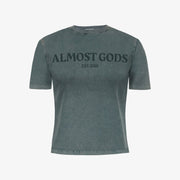 ALMOST GODS STONEWASHED ALMOST GODS T-Shirt IN GRANITE { GREY/CBLACK
