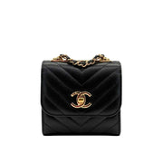 CS062 - CHANEL Black Lambskin Chevron Mini Flap Bag