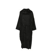 Black Double-Breasted Button Fastening Detachable Waist Belt