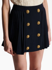button-detail pleated miniskirt