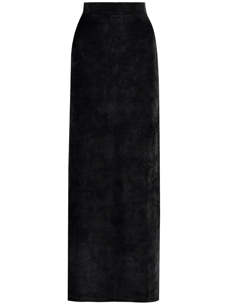 velvet-effect high-waisted skirt