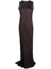 draped-detailing floor-length dress