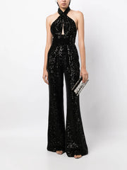 sequin-embellished halterneck jumpsuit