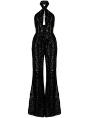 sequin-embellished halterneck jumpsuit