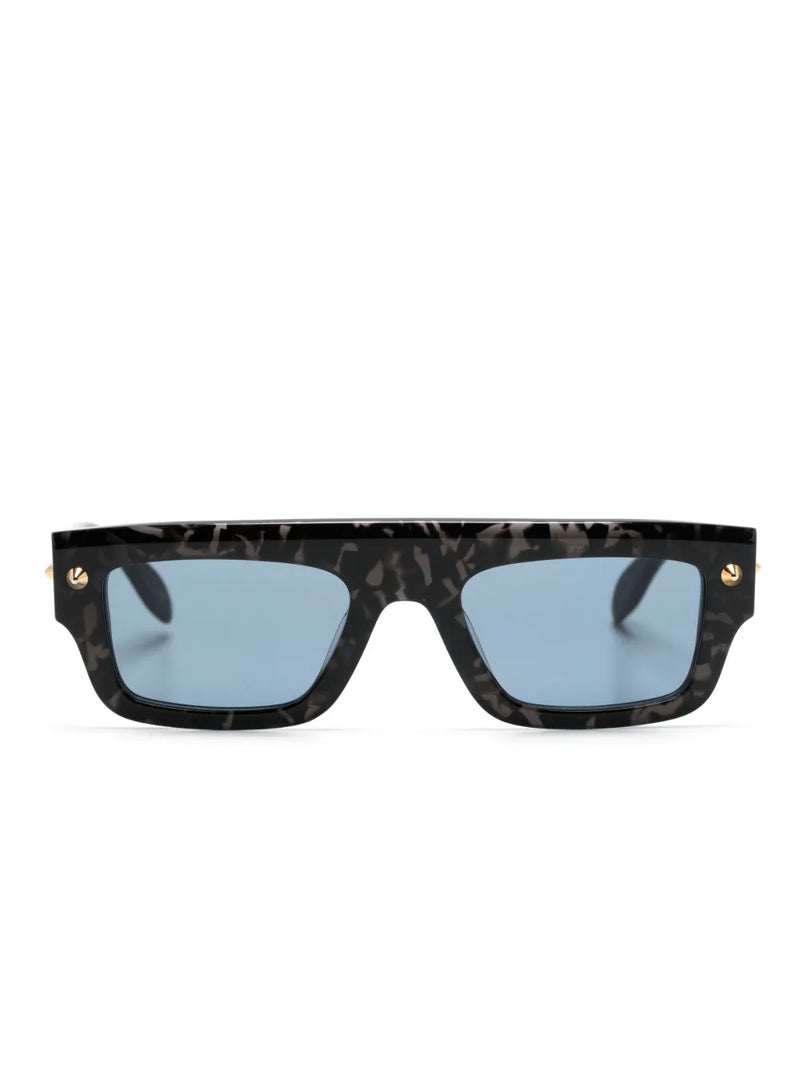 marble-pattern square-frame sunglasses