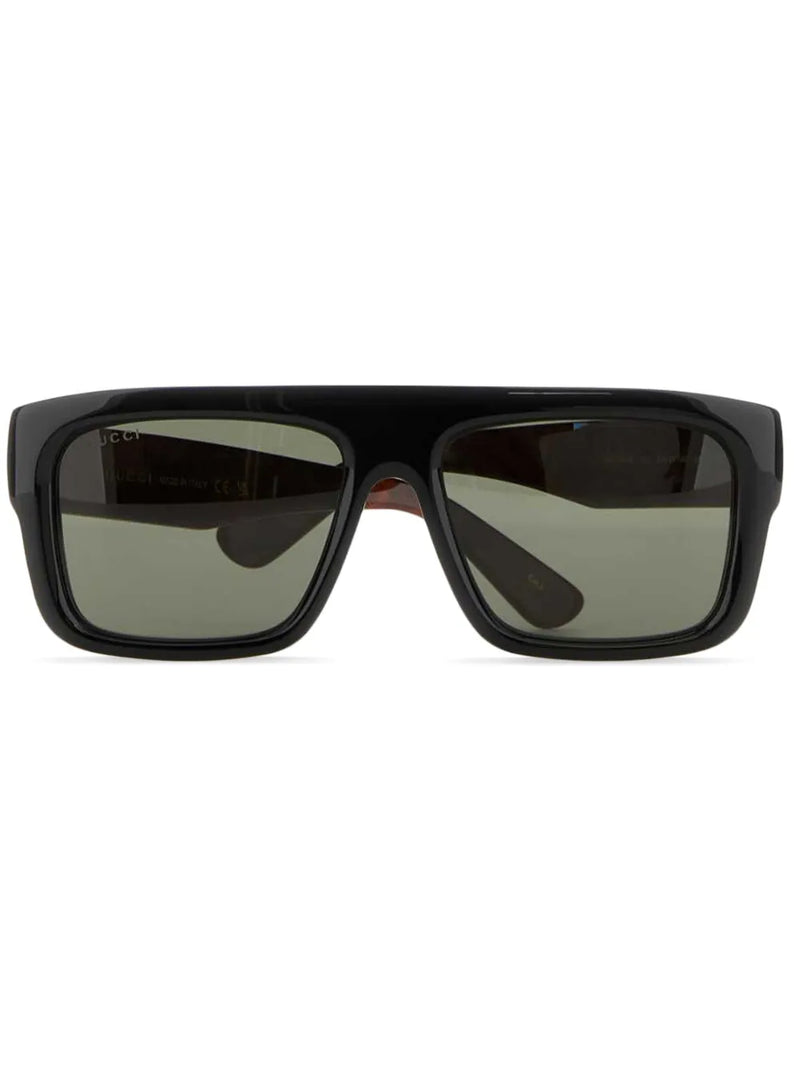 tortoiseshell-effect detail rectangle-frame sunglasses