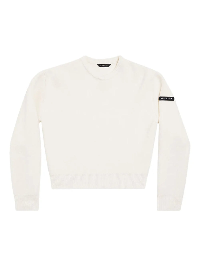 logo-patch stretch-wool jumper