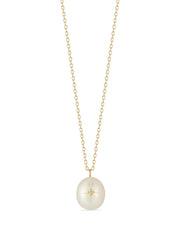 14kt yellow gold pearl diamond necklace