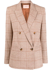 checked double-breasted blazer