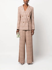 checked double-breasted blazer