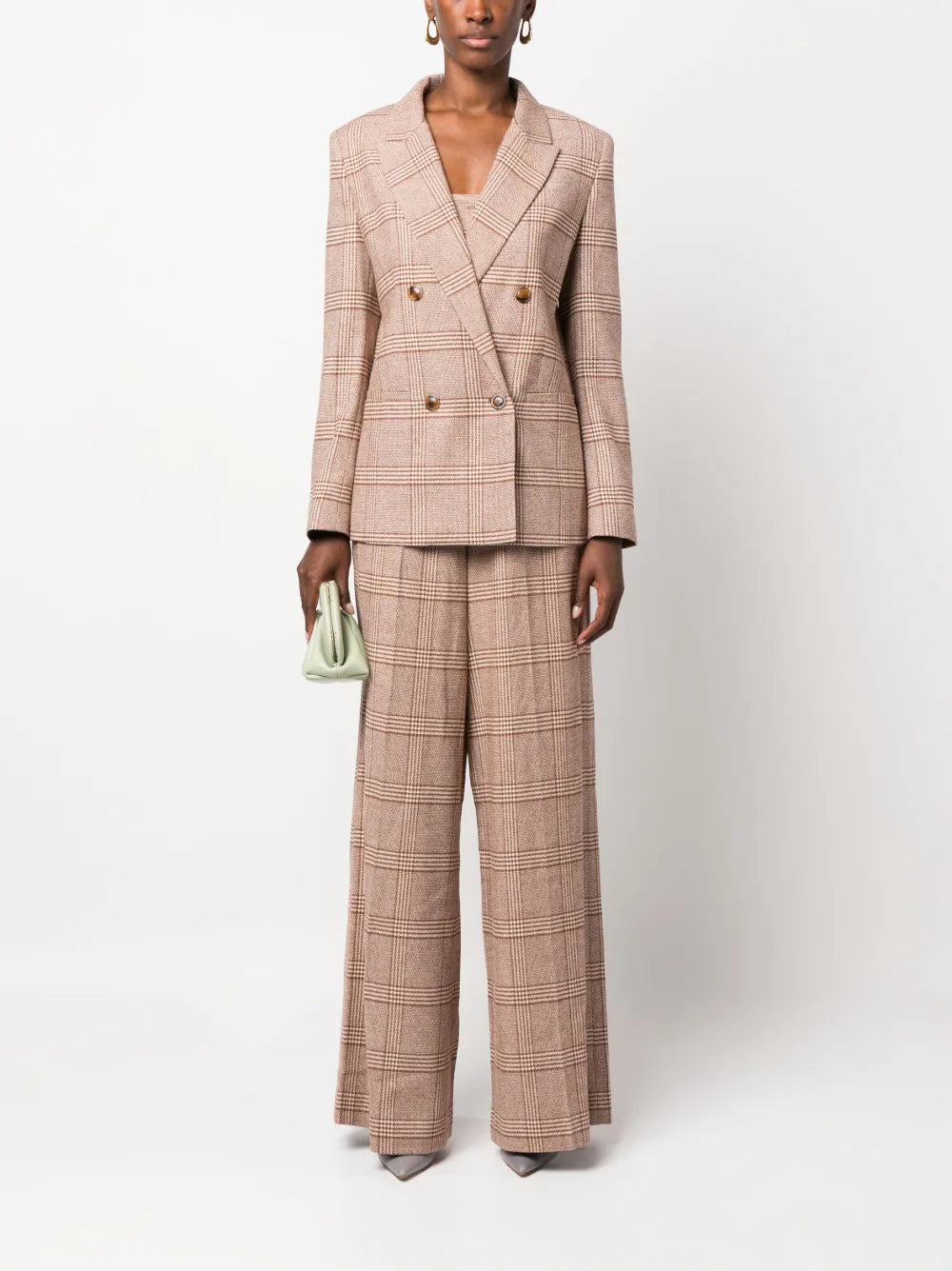 checked double-breasted blazer