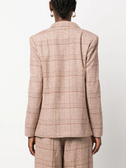 checked double-breasted blazer