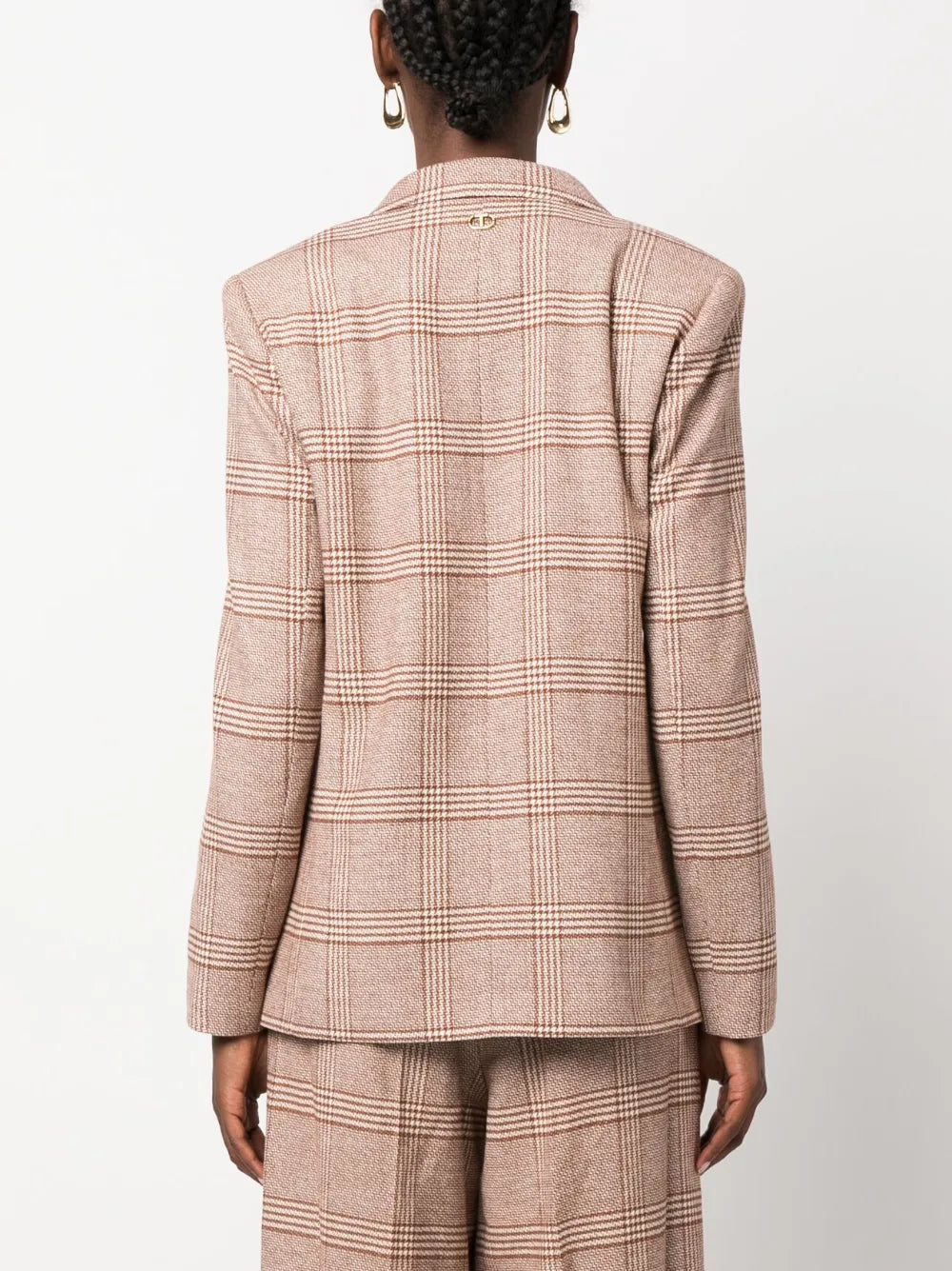 checked double-breasted blazer