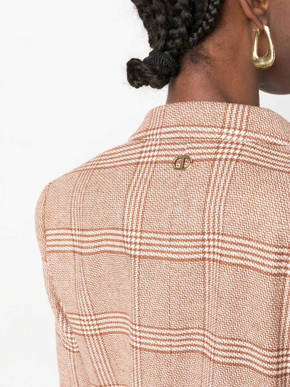checked double-breasted blazer