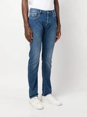 mid-rise tapered-leg jeans