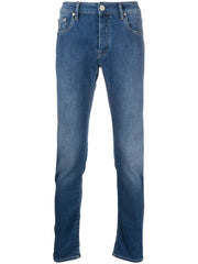 mid-rise tapered-leg jeans
