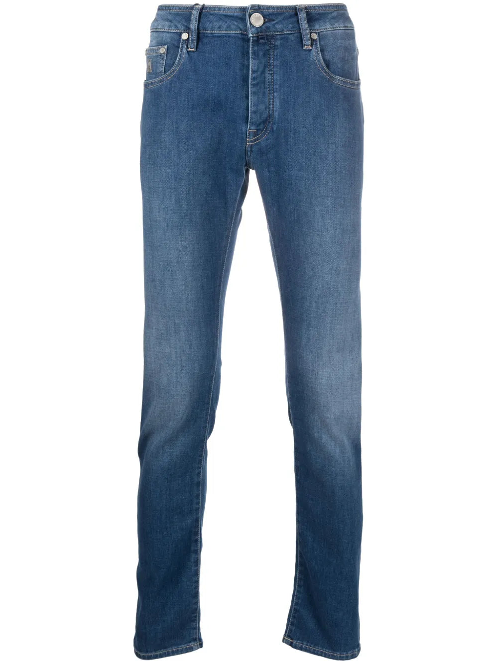mid-rise tapered-leg jeans