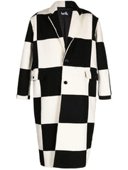 check-pattern wool coat