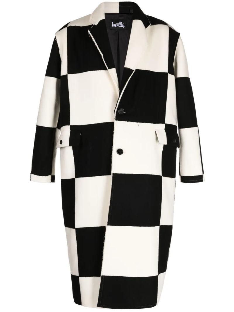 check-pattern wool coat