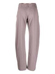 layered-waistband straight-leg trousers