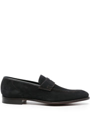 almond-toe suede loafers