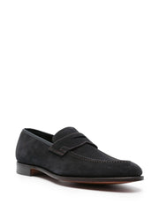 almond-toe suede loafers