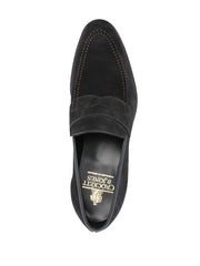 almond-toe suede loafers