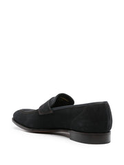 almond-toe suede loafers