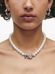 MJ logo-lettering pearl necklace