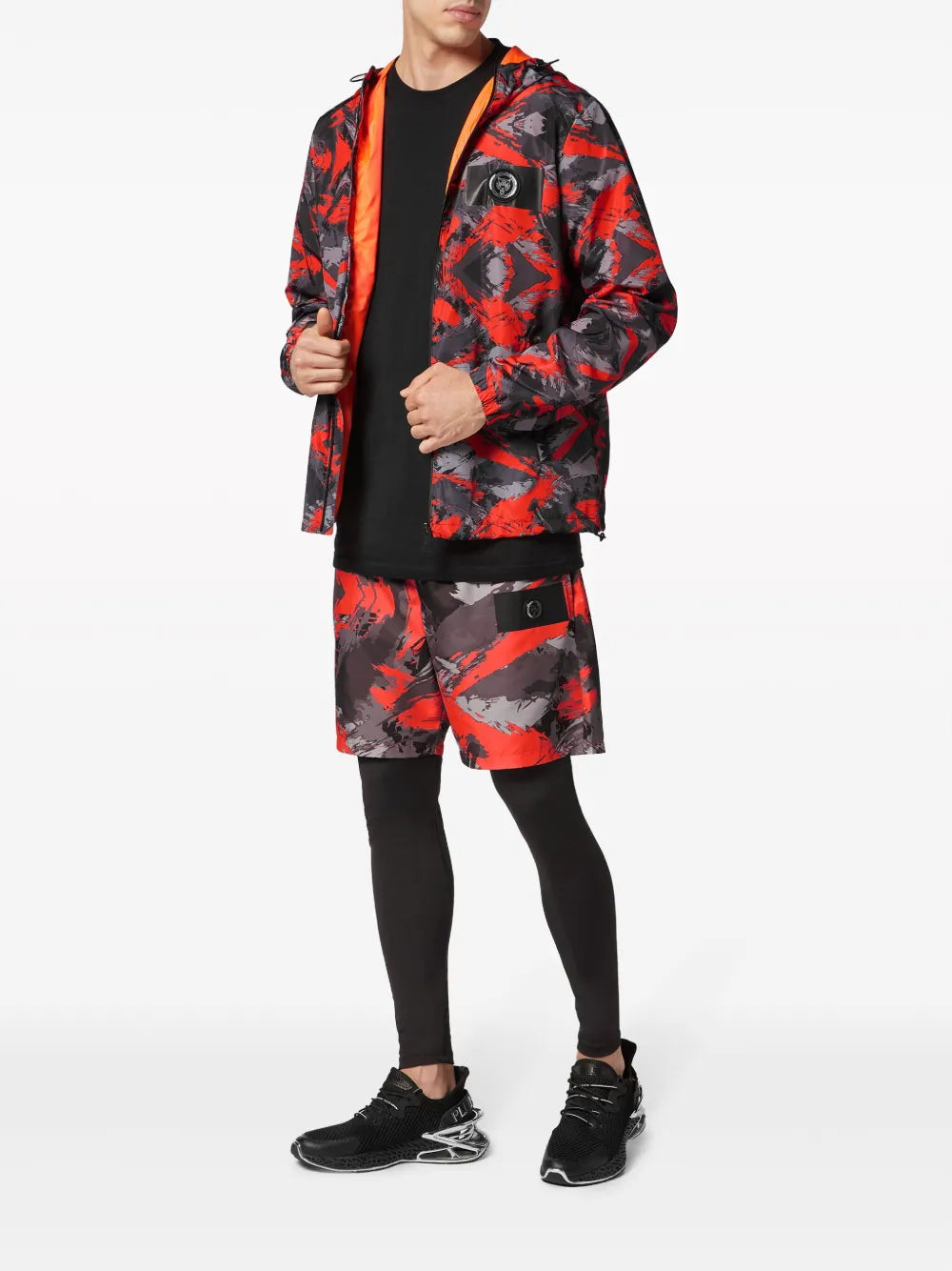 logo print hooded jacket