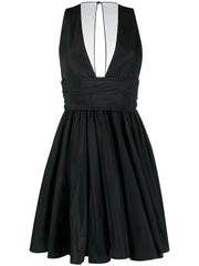 V-neck pleated dress