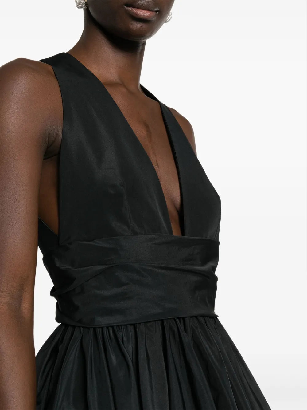 V-neck pleated dress