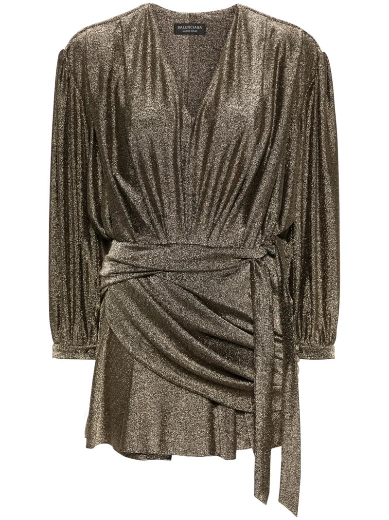 draped glittered mini dress