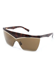 tortoiseshell shield-frame sunglasses