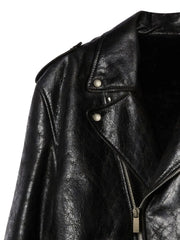 crinkled leather biker jacket
