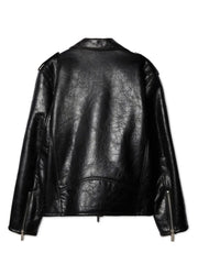 crinkled leather biker jacket