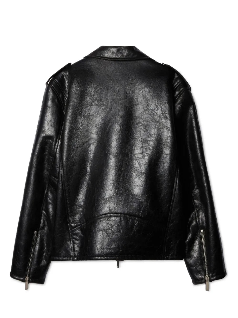 crinkled leather biker jacket